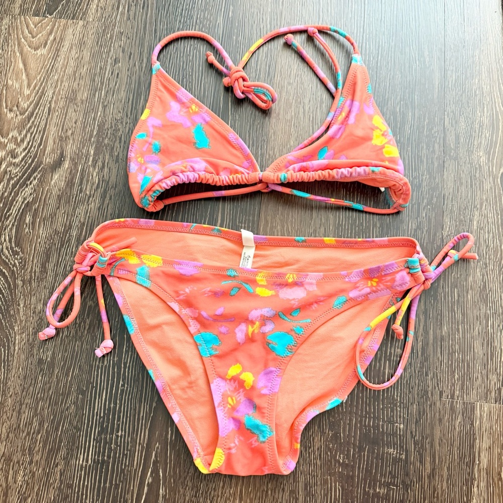Aerie Tropical Vibrant Floral Bikini Size XS Top, Size S Bottom